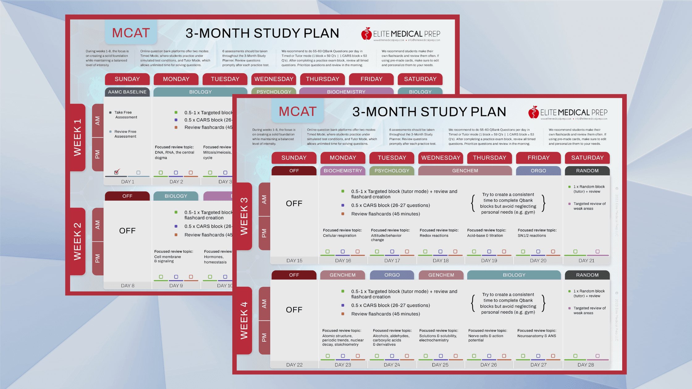 A preview of Elite Medical Prep's 3 Month MCAT study plan.