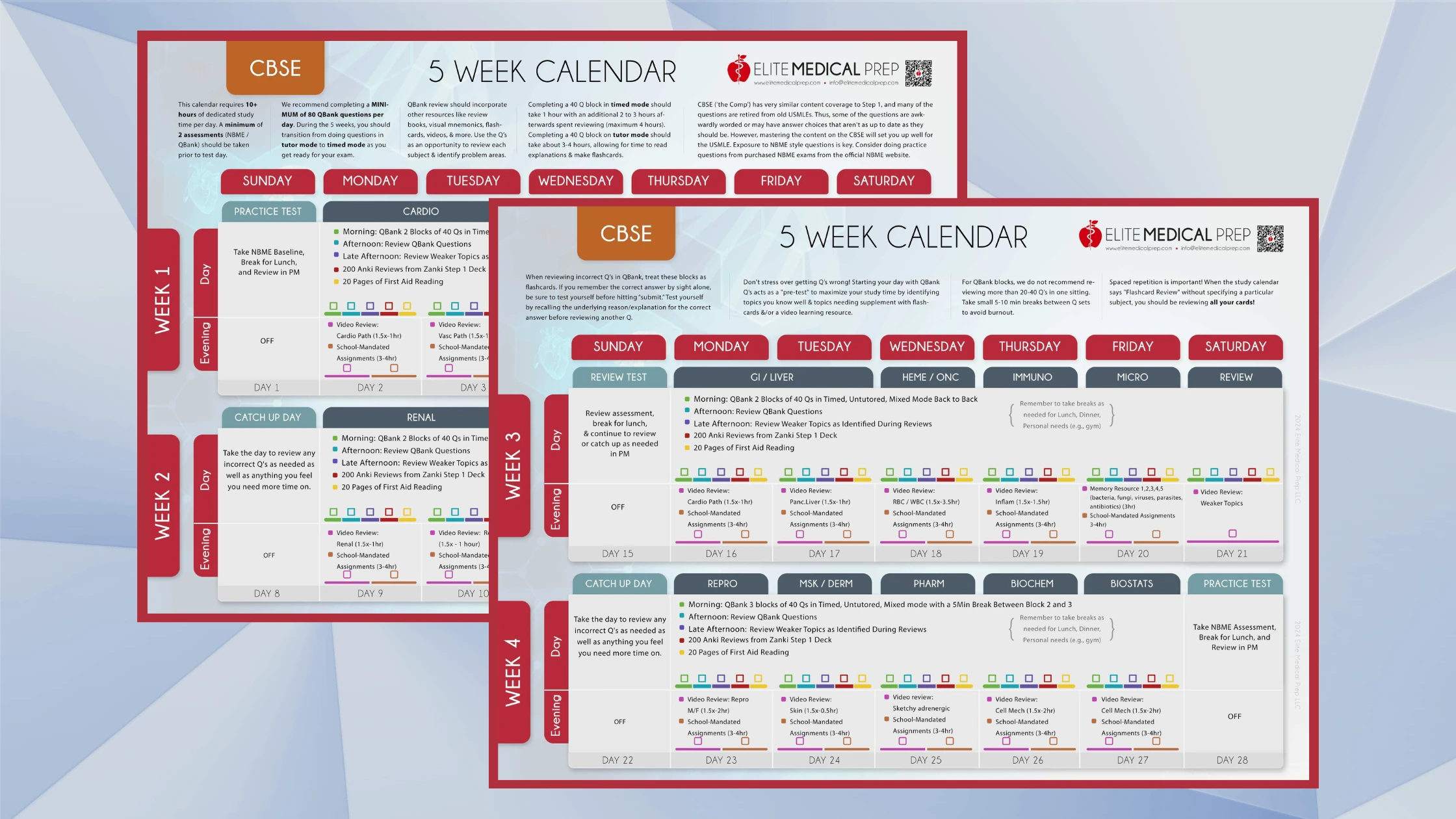 5-week Study Planner preview image for CBSE by Elite Medical Prep.