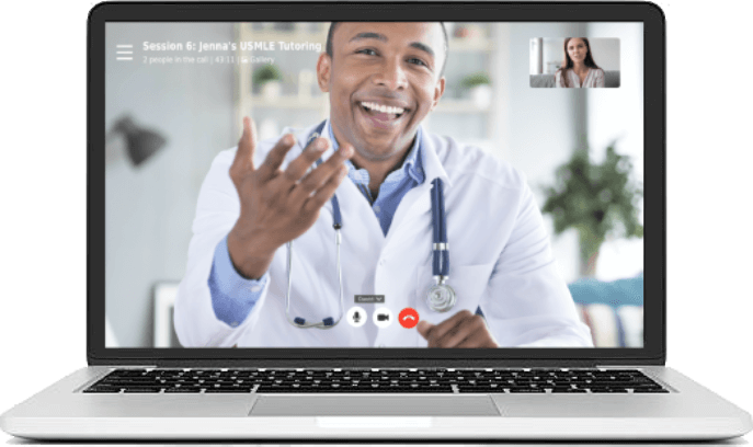 Medical student being tutored by an MCAT tutor from Elite Medical Prep via video call